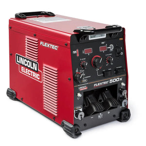Lincoln Flextec 500X Multi-Process Welder K3607-1, red industrial welding machine with controls, digital display, and ports.