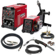 Lincoln Flextec 500X/Power Feed 84 One-Pak welder with wire feeder, regulator, hoses, ground clamp, welding gun, and tools.