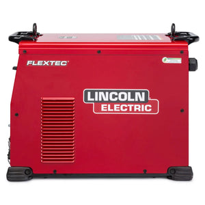 A red Lincoln Flextec 650X Multi-Process Welder with black handles, side vents, white and black logo, and rubber feet sits on a white background. The K3425-1 model features advanced CrossLinc Technology for seamless control.