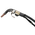 Lincoln Fume Extraction Welding Gun 350A FCAW-SS, 15 ft, K206—curved handle, copper nozzle, trigger, cable—WeldingMart tool.