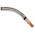 The Lincoln Gun Tube Assembly KP2041-1 is a curved metal tube with a shiny silver finish, a smooth flared end, and a threaded copper end for secure fitting. The tube bends smoothly in an arc for optimal performance.
