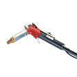 Lincoln Submerged Arc 600A Welding Gun K114, 5/64"-3/32", 15ft—red handle, black body, metal nozzle. WeldingMart tool close-up.