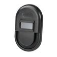 The Lincoln Hand Shield - K1878-1 is a black, oval mask with a small rectangular Shade 9 lens, smooth surface, Lincoln Electric branding above the window, and an integrated handle at the bottom.