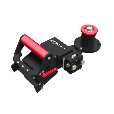 Lincoln HELIX SF70A-1 M85 K52230-1 wire feeder, black/red, with handle, gears, and spool for welding—WeldingMart equipment.