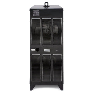 The Lincoln Idealarc AC1200 Subarc Welder - K3140-2 is a tall, black machine with multiple horizontal vents, a circular opening, small label, top handle, and four short legs, shown against a plain white background.