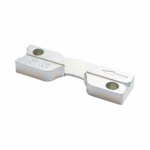 The Lincoln Innershield Welding Kit .045 in (1.2 mm) K2528-1 features a metallic fuse with a curved center, flat ends with mounting holes, stamped codes on the left, and an arrow on the right—perfect for flux-cored wire setups.