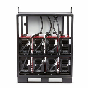 Lincoln Invertec V276 8-Pack Rack K4869-2 inverter welders on black rack, two rows, cabled, welding equipment for sale.