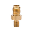 A brass double-ended screw adapter, compatible with the Lincoln K126 PRO Innershield Tip Holder, features a central hexagonal section and threaded ends of different diameters, set against a plain white background.