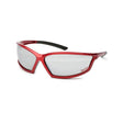 Lincoln Red Outdoor Safety Glasses K2972-1 with clear wraparound lenses, impact protection—ideal welding safety gear, red frame.