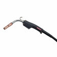 Lincoln Magnum 200 Welding Gun K497-21—premium MIG welder tool with curved neck, copper tip, and hose. WeldingMart equipment close-up.