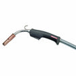 Lincoln Magnum 300 MIG Welding Gun K470-4, black torch with curved neck, copper nozzle, coiled cable—flux-cored tool at WeldingMart.
