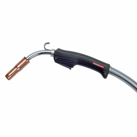 Lincoln Magnum 400 Short Neck Welding Gun K541-3 with black handle, curved neck, copper nozzle—quality welding equipment tool.