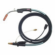 Lincoln Magnum 400 Welding Gun K2286-1 MIG torch with curved nozzle, black handle, and coiled cables—premium welding equipment.