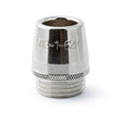 A metallic Lincoln Magnum PRO 550A Heavy Duty Gas Nozzle (KP3583-1-62R-B25) with a knurled grip and threaded base stands upright on white. Spatter resistant, 5/8 in. ID, 1/8 in. recess, thread-on; sold 25/pack.