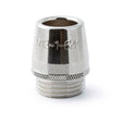 The Lincoln Magnum PRO 550A Heavy Duty Gas Nozzle Front End (KP3583-1-62R) features a shiny, spatter-resistant metallic finish, knurled grip near the threaded base, and “5583-1-62R” engraving; shown on a plain white background.