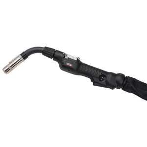 Lincoln Magnum PRO AL FC 450 Water aluminum welding gun, black, ergonomic handle, textured grip—essential welding tool.