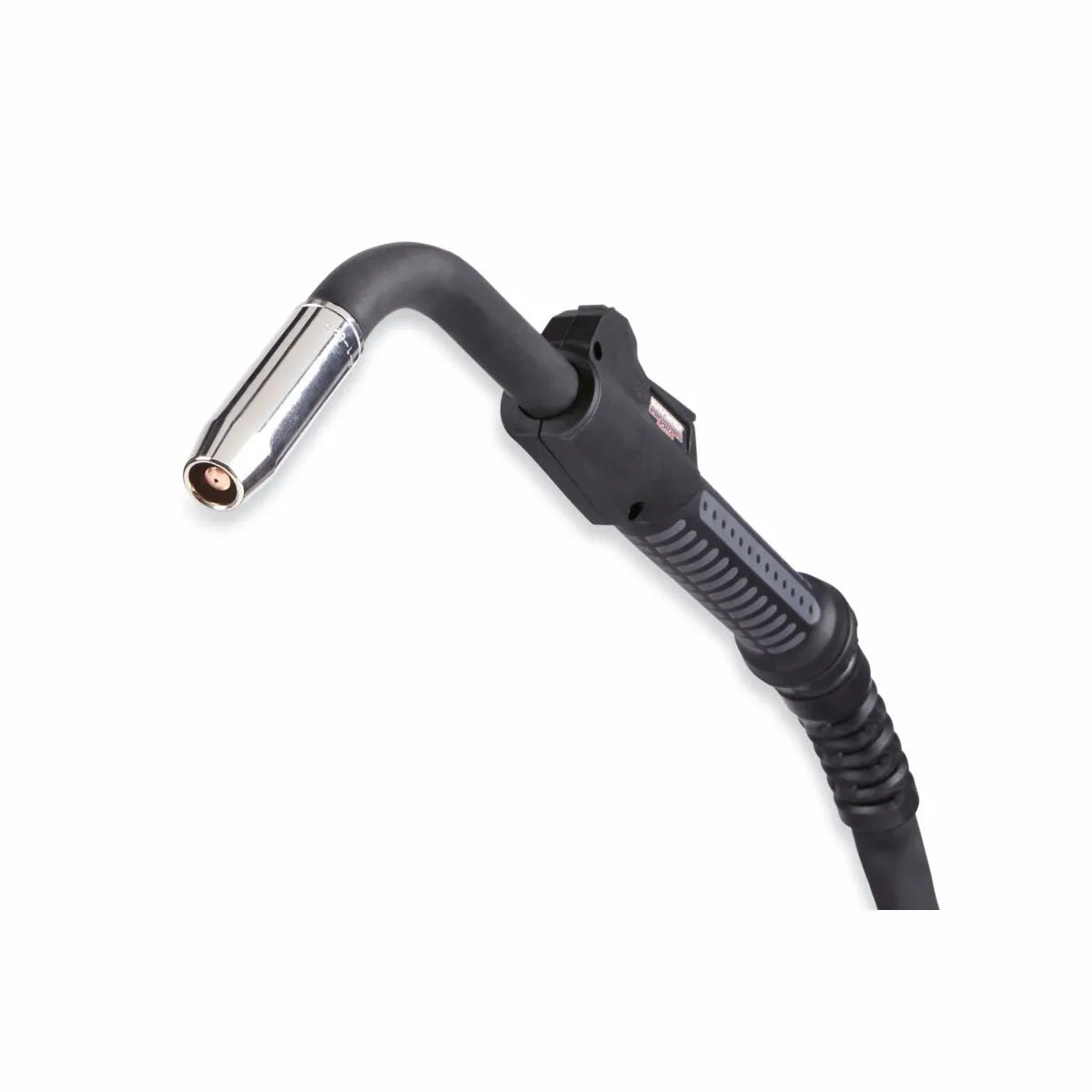 Lincoln Magnum PRO 500 Water-Cooled Welding Gun, 15 ft, black handle and curved nozzle, premium welding tool at WeldingMart.