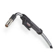 Lincoln Magnum PRO Barrel HDE 250 .045" 15 ft welding gun with curved nozzle, ergonomic handle, and protective cable sleeve.