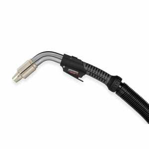 Lincoln Magnum PRO LFG 350 Fume Gun K4464-2 for MIG welding, black-silver, curved nozzle, vented handle, corrugated hose.