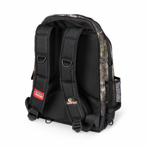 Lincoln Welders All-In-One Backpack K5273-1, camo design, PPE storage, helmet pocket—ideal welding gear bag at WeldingMart.