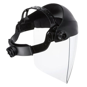 Lincoln OMNIShield K3752-1 Face Shield, clear visor, padded headband, ANSI Z87.1, top welding safety gear, adjustable protection.