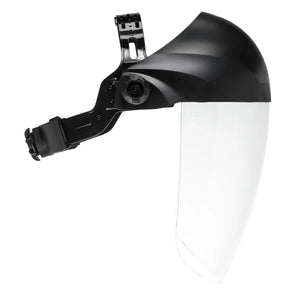 Lincoln OMNIShield K3750-1 welding face shield with clear polycarbonate visor, adjustable headband, flip-up, impact protection.