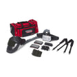 Lincoln OMNIShield XCF PAPR K5324-1 belt mount welding helmet, filters, visor, tool bag & accessories on white background.
