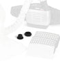 Lincoln PAPR HE Blower Cleaning Plugs (KP4891-1, 2-pack) for welding respirators with white air unit, hose, and filter.