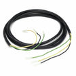 A coiled black cable for the Lincoln Paralleling Kit K1900-1 has three colored wires (yellow, green, black) with clear connectors at both ends. The product is shown arranged on a white background.