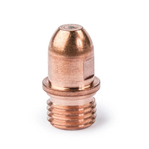 A close-up of the Lincoln PCT-125 Electrode (KP2043-1B1, to be discontinued), showing its copper-colored, rounded top, flat base, and threaded section with a central hole and smooth finish against a white background. Available while supplies last.