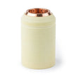 The Lincoln PCT-125 Shield Cup Assembly (KP2045-1) features a pale yellow, textured cylindrical body with a copper-colored ring and subtle horizontal lines. Designed for Lincoln plasma consumables. Available while supplies last.