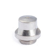 The Lincoln PCT-40 Nozzle KP2008-5B1 is a shiny silver, metallic cylindrical nozzle with a flat top and central hole, a flared threaded base, designed for use with Lincoln plasma consumables and compatible plasma cutting systems.
