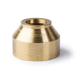 The Lincoln PCT-40 Shield Cup KP2014-1 is a small, cylindrical brass fitting with a wider base and central hole, shown on a white background—perfect as a replacement plasma consumable for Lincoln machines.