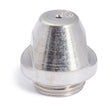 The Lincoln PCT-60 Nozzle KP2008-3B1 is a shiny metallic nozzle with a conical top, small central hole, flat circular rim halfway down, and threaded base. Fine horizontal lines and minor scratches mark its surface. Designed for plasma cutting systems.