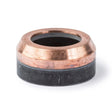 A close-up of the Lincoln PCT-60 Shield Cup Assembly KP2077-1 shows its copper ring above a black rubber section, set on a white background to highlight the metallic and matte textures typical of plasma cutting components.