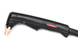 The Lincoln PCT 80 HAND TORCH 50 FT K1571-2 is a black handheld plasma torch with VORTECH technology, featuring a copper nozzle, red-labeled side, curved body, trigger, and durable cable—shown on a white background.