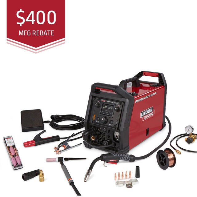 Lincoln POWER MIG 215 MPi Multi-Process Welder TIG One-Pak - K4878-1 - WeldingMart.com