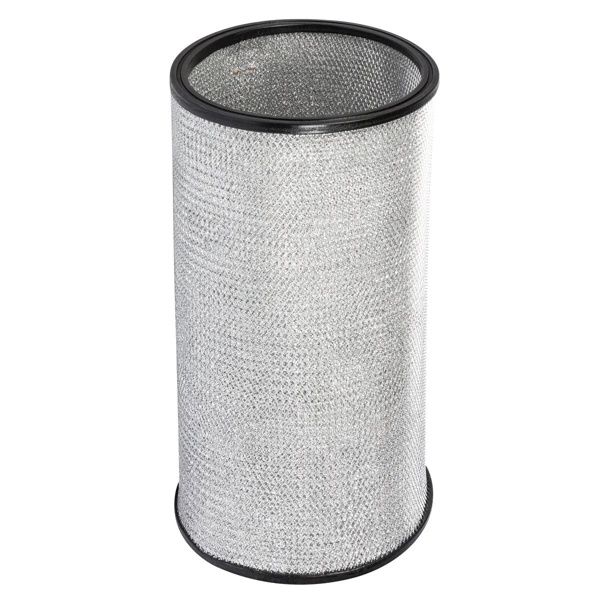 The Lincoln Pre-Filter for Prism Mobile & Prism Wall Mount (KP1673-5) features a cylindrical design with a silver textured mesh exterior and black circular rims, displayed upright against a white background.