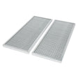 The Lincoln Pre-Spark Arrestor Set of 2 for DownFlex 200-M 400-MS/A (KP4052-1), with silver frames and grid mesh for trapping dust, is shown side by side on a white background.