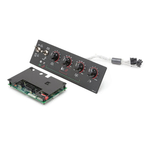 A black Lincoln Precision 275 TIG Advanced Control Panel K2621-1 with four rotary knobs and indicator lights is shown connected to a green circuit board, both displayed on a white background.