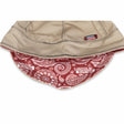 Lincoln K5465-7-500 Premium FR Welding Cap in khaki, size 7-1/2" (23-9/16" head circumference) - folded showing khaki shell and red paisley liner