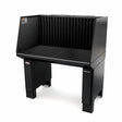 The Lincoln Prism DownDraft Direct Table K2751-9 features a black grated metal work surface, tall side and back panels, and rear vertical vents for efficient dust or fume extraction—perfect for workshops or manufacturing environments.