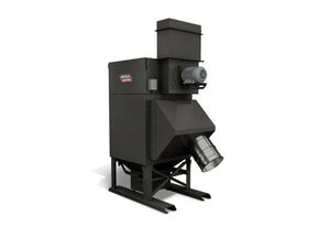 The Lincoln Prism® Compact (10 HP 4000 CFM) features a black metal body, sturdy base, top-mounted motor, large angled exhaust pipe, and rectangular chamber with 4 vertical filters and thermal protection; shown against a white background.