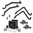 The Lincoln Prism Wall Mount Mechanized Cleaning One Pak (Starter K4468-12) features dual 13-ft arms, a 14-ft extension, black control box, flexible hoses, fan units, connectors, and clamps—designed for modular welding fume extraction.