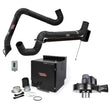 A Lincoln Prism Wall Mount Mechanized Cleaning One Pak (K4468-2) with a single 10 ft. arm, 7 ft. extension, flexible hoses, self-cleaning filter, blower, and control panel is shown on a white background.