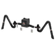 The Lincoln Prism Wall Mount One Pak MERV 14 features dual flexible 13 ft. arms in a zigzag shape, ideal for welding fume extraction, and includes wireless arc sensors (K4261-18) connected to a central control unit.