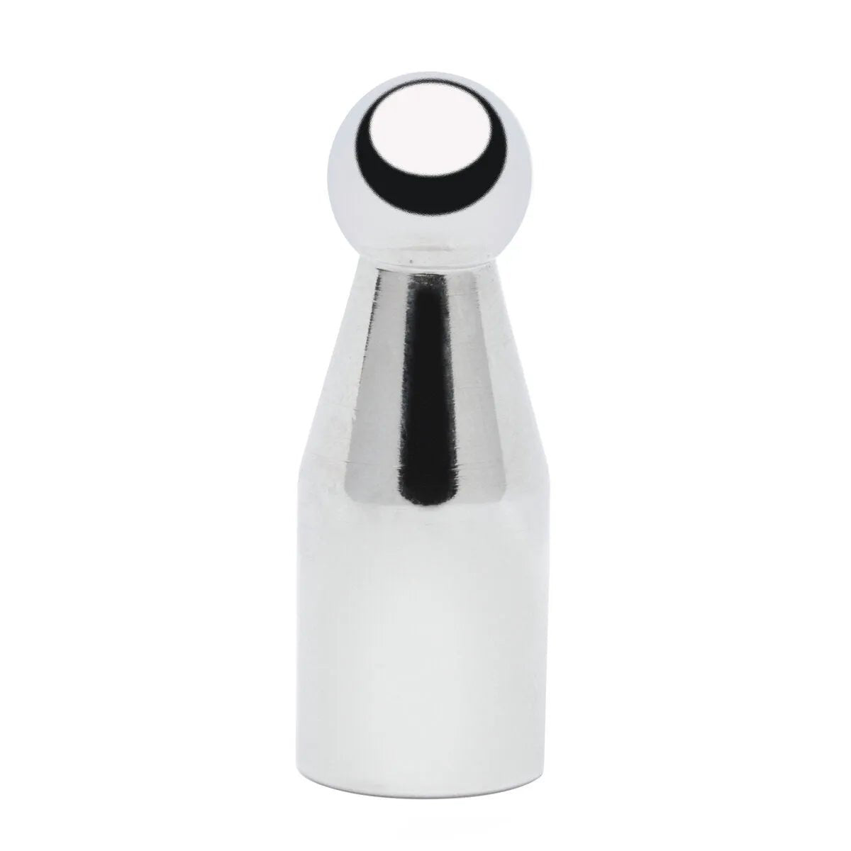 The Lincoln PT050 Tip 1/2 in (12.7 mm) Ball KP52051-1 is a metallic, wear-resistant alloy sensor tip with a conical base, circular flat top, and rounded reflective surface, shown on a plain white background.