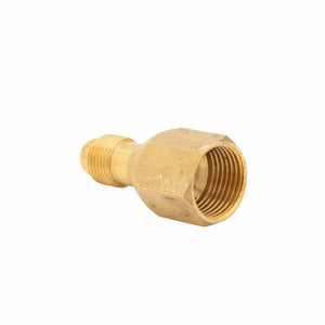 A brass pipe fitting with a hexagonal nut on one end and a threaded male connector on the other, compatible with PRO-Torch TIG torches, placed on a white background.