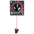 A black voltage control dial labeled ARC VOLTS with numbers 1 to 10 and a red arc, connected to three white and pink wires ending in a black connector, designed for use with LF-72 and LF-74 feeders or the Lincoln K2329-1 Remote Voltage Control Kit.