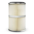 A Lincoln Replacement Filter, MERV 16, Cellulose/Nano, 500mm (KP5178-2) with vertical pleats and silver metallic bands fits the X Tractor 2 Fume Gun. Features a white body, black rounded top, and white strap. Background is plain white.